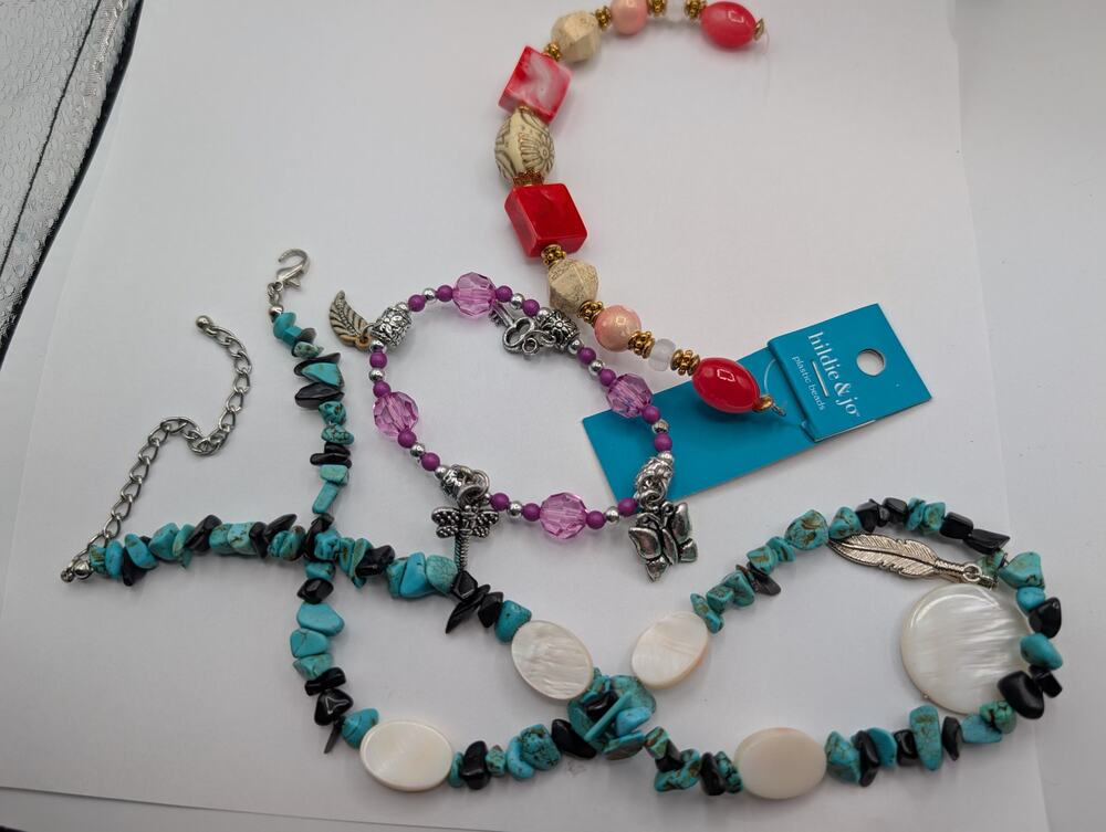 Assorted Beaded Bracelet Necklace Lot BROKEN Clasp Beads Supplies